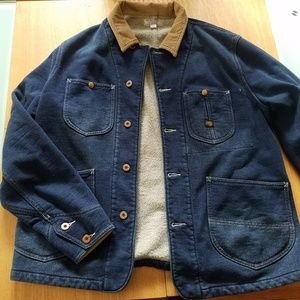 Wallace & Barnes fleece-lined indigo chore coat